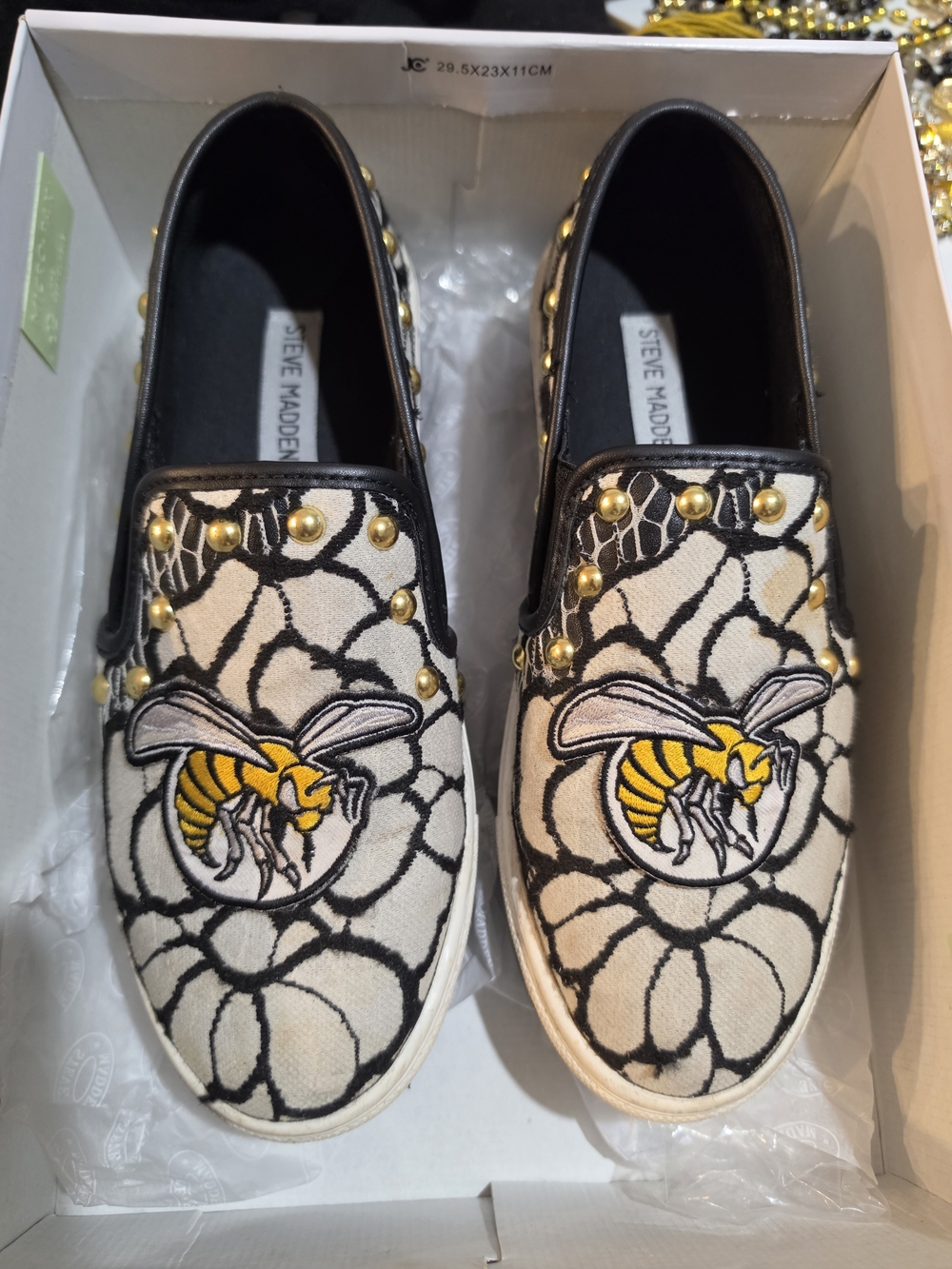 Steve Madden Alabama State Hornet Embroidered Slip On Sneakers 8M